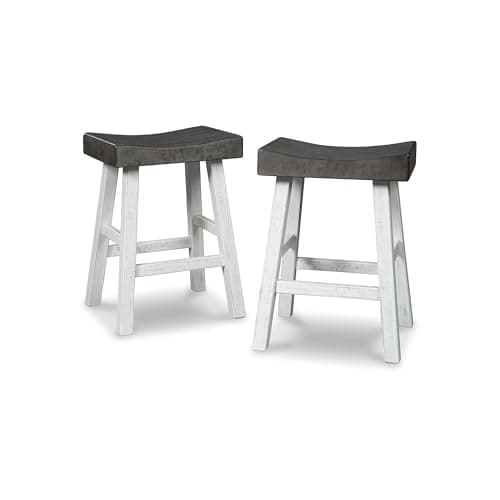 Signature Design by Ashley Glosco Two-Tone Brown Saddle Barstool, Set of 2, 25.5" Counter Height