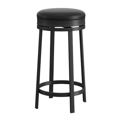 IDEALHOUSE Black Swivel Bar Stools Set of 2 with Footrest