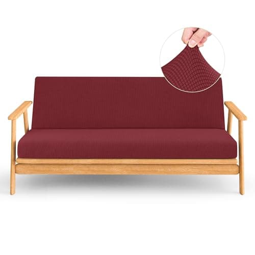 CHUN YI Jacquard Stretch Futon Cover Fit 6-8 Inches Sofa Bed (Dark Blue)