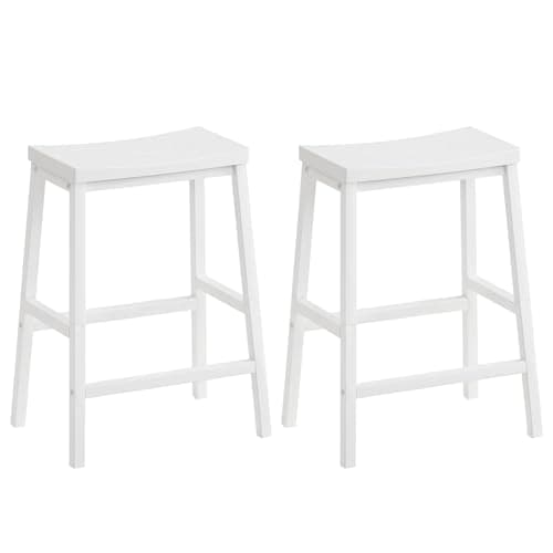 HOOBRO Black Saddle Bar Stools, Set of 2, 23.6 Inch Industrial Kitchen Chairs
