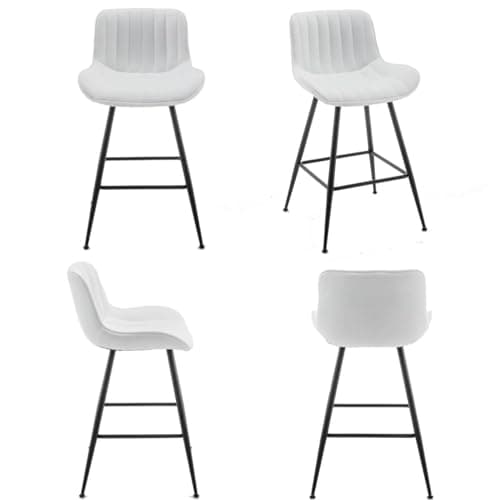 White Bar Stools with Fabric Upholstery for Kitchen and Bar (Set of 2).