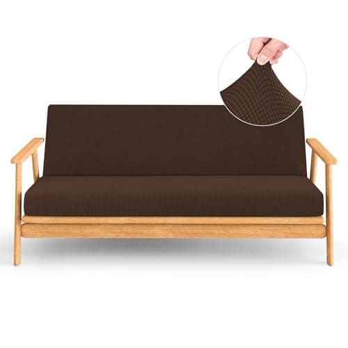 CHUN YI Jacquard Stretch Futon Cover Fit 6-8 Inches Sofa Bed (Dark Blue)