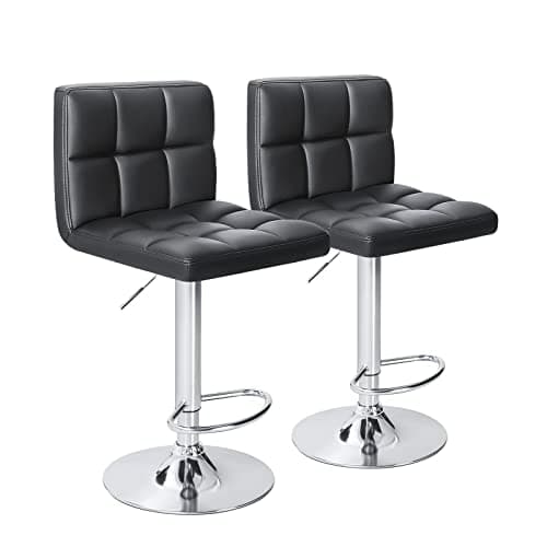Homall Modern PU Leather Kitchen Bar Stools, Black (Set of 2)