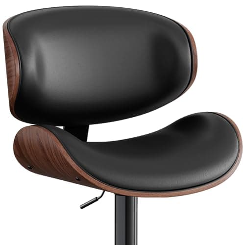 Mid-Century Modern Black Bar Stool Set of 4 with Back