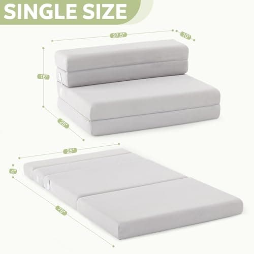 4-Inch Foldable Mattress with Headrest & Washable Cover (Single)