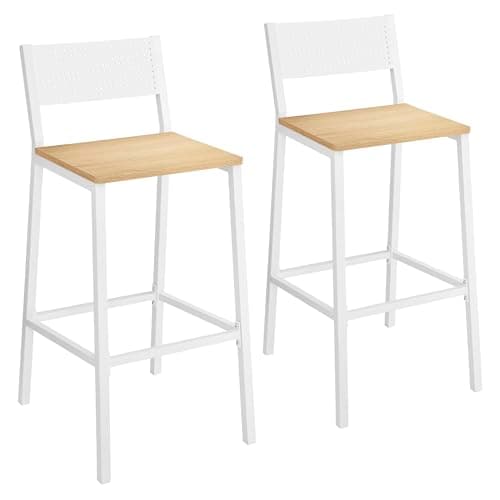 VASAGLE Oak Beige and White Bar Stool Set ULBC070W09