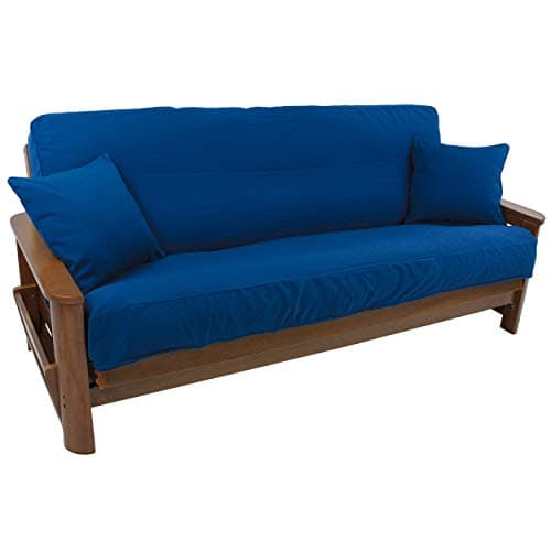 Blazing Needles Full Size Black 8" to 9" Futon Cover Set with 2 Throw Pillows