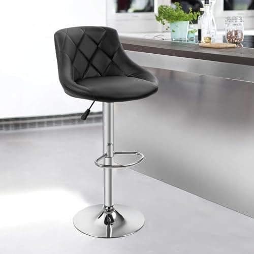 PayLessHere Modern PU Leather Bar Stools, Height Adjustable, Black