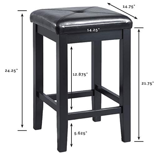 Crosley Black Upholstered Square Bar Stools, Set of 2, 24-inch Height