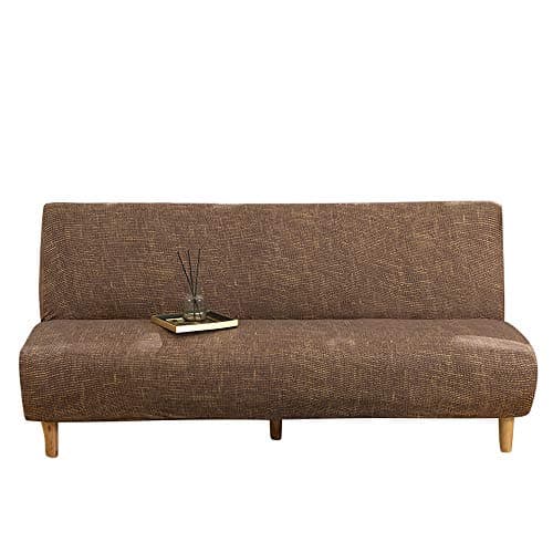 Armless Futon Slipcover Stretch Elastic Couch Furniture Protector (Orange Grey)