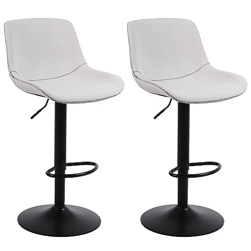 Modern Brown Swivel Bar Stool Set - Counter Height with Back Adjustment