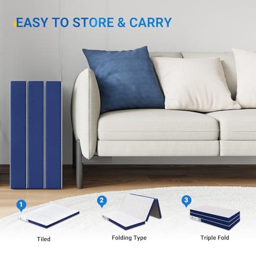 Queen Size Folding Memory Foam Mattress for Travel & Camping, 80x60x4
