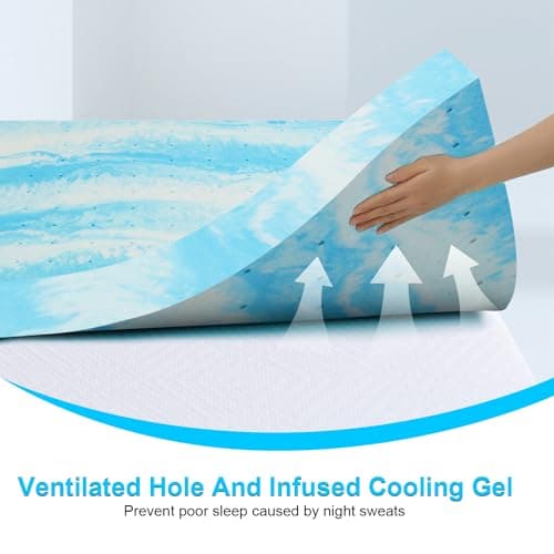 Memory Foam Mattress Topper Twin 2 inch,Cooling Gel,Medium-Firm,USA Made