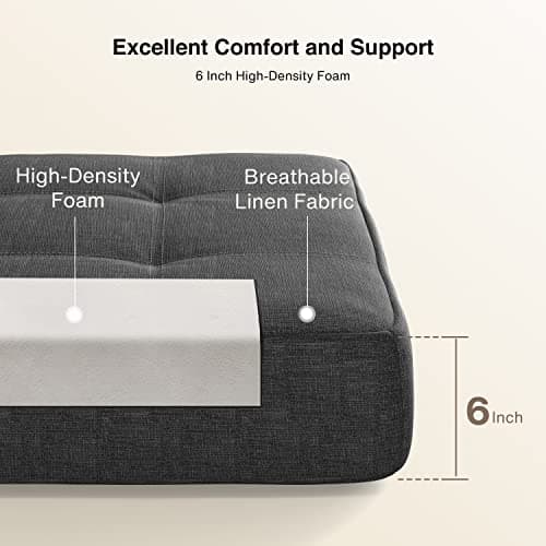 Aiho Dark Grey Memory Foam Futon Sleeper Sofa Bed