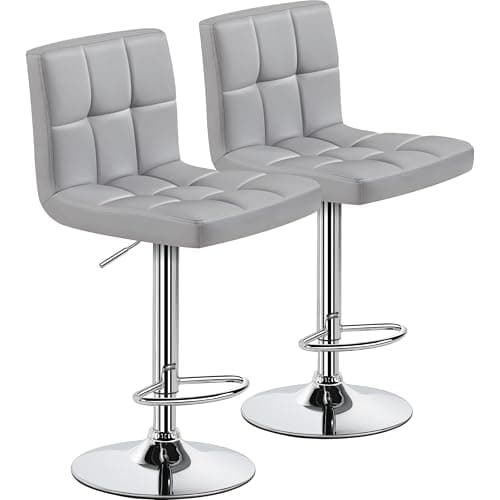 Yaheetech Modern Counter Height Bar Stools Set of 2, Light Gray