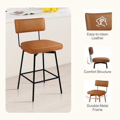 Modern Swivel Barstools Set of 2 for Bar, Kitchen, Dining Room