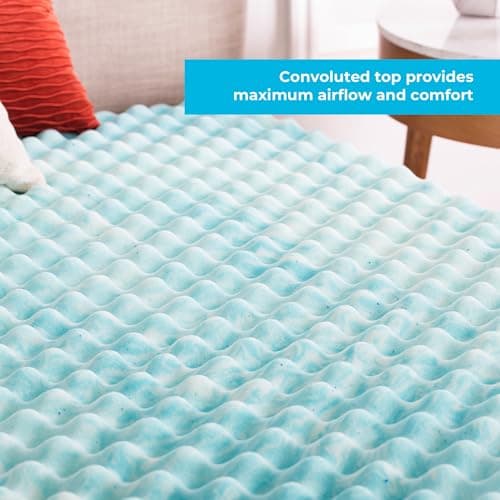 Linenspa 2 Inch Gel Memory Foam Mattress Topper - Promotes Airflow, Pressure Relief - Queen