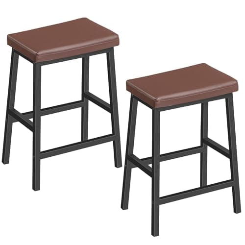 HOOBRO Black 24" Bar Stool Set, PU Leather, Easy Assembly, Kitchen & Bar