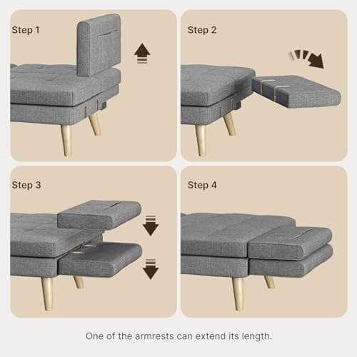 Gizoon Dark Grey Futon Sofa Bed with Adjustable Backrest