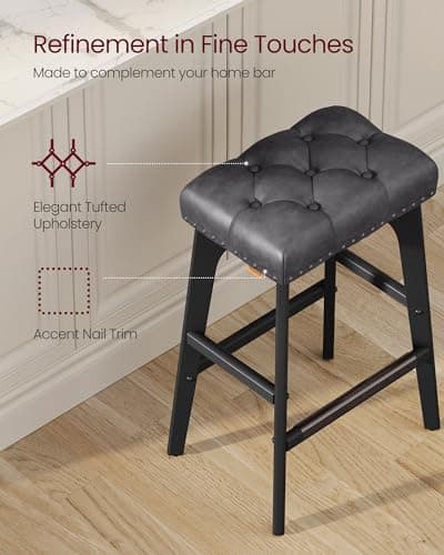 VASAGLE Saddle Bar Stools Set of 2, Ink Black