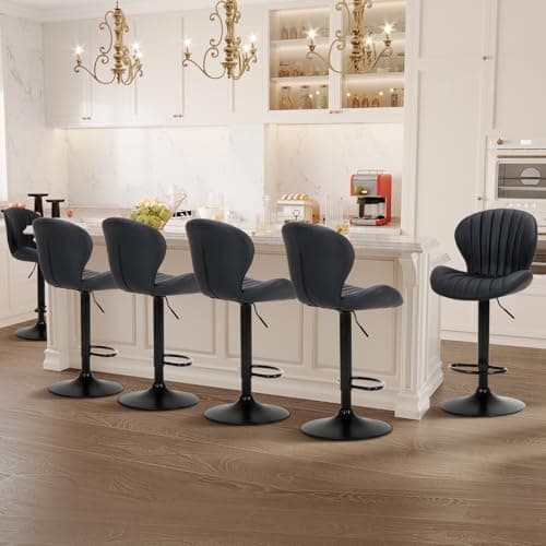 COLAMY Modern 24" Counter Height Backless Bar Stool Set of 4, Black