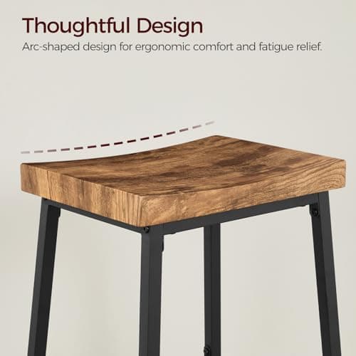 Industrial Style 23.7" Saddle Bar Stool Set, Rustic Brown and Black BAHR0801N1