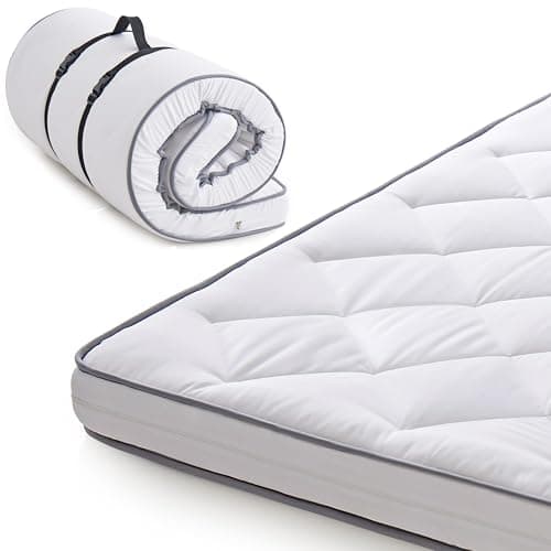 4-Inch Small Gel Memory Foam Cot Mattress Topper,Portable Roll-Up Sleep Pad