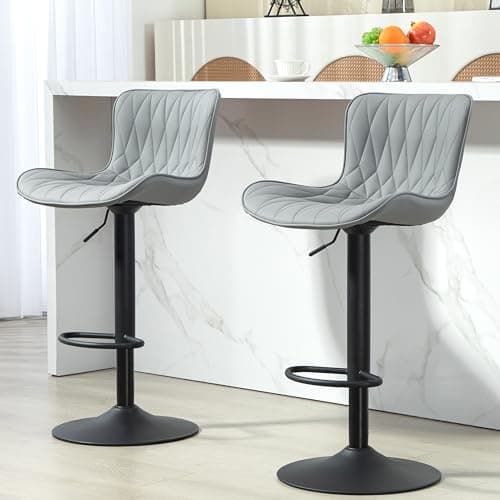 Finnhomy Modern Swivel Bar Stools, 24-32.5" Seat Height, Grey