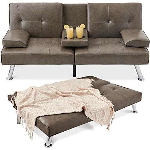 Best Choice Products Black Modern Convertible Futon with Adjustable Sleeper and Removable Arms