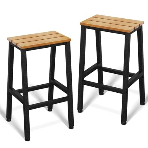 ODK Weather Resistant 26 Inch Outdoor Bar Stool Set, Black