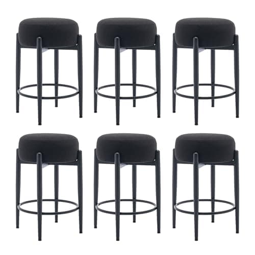 COLAMY Modern 24" Counter Height Backless Bar Stool Set of 4, Black