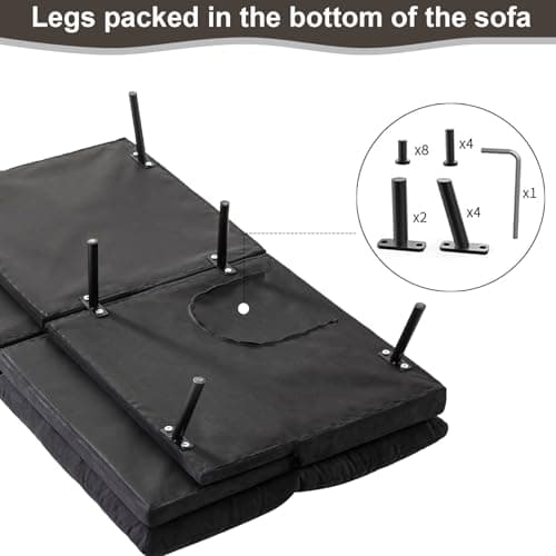 MUUEGM 68" Convertible Sofa Bed – Black Adjustable Futon with Folding Design