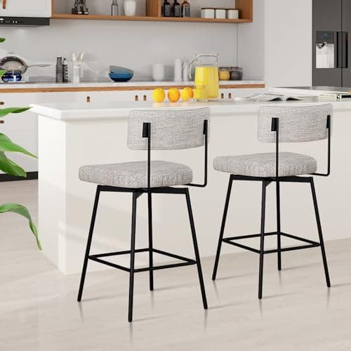 Modern Swivel Bar Stools Set of 2 with Cushion Backs