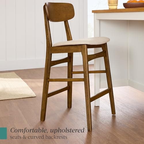 Best Choice Products Walnut/Cream Armless Counter Height Stool Set