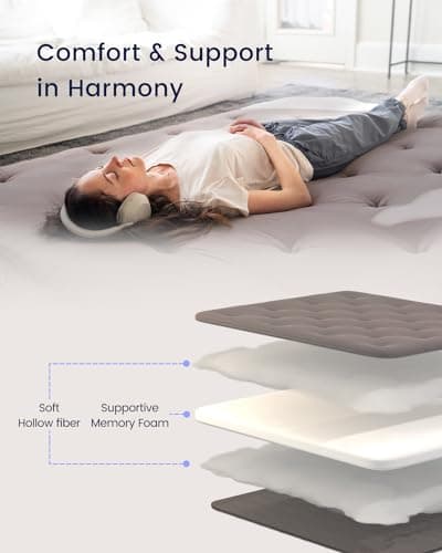 ZonLi Japanese Queen Size Tatami Mattress, 100% Cotton, Grey