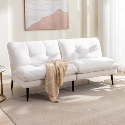 Futon Sofa Bed with Adjustable Backrest, Grey