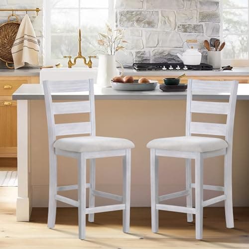 COLAMY Mid Century Modern Wooden Bar Stools Set of 4, Dark Grey