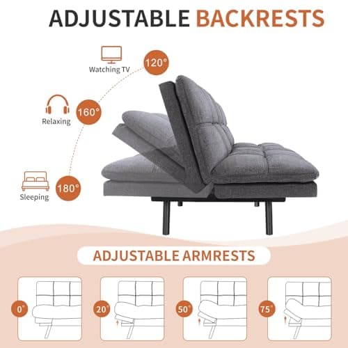 Memory Foam Futon Sofa Bed for Small Spaces