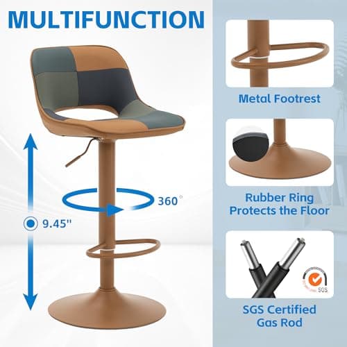 TanGreen Boho Colorful YOUNIKE Bar Stool Set of 2