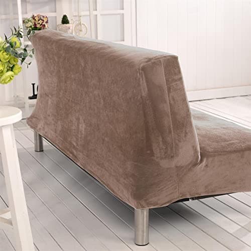 Camel Thick Plush Futon Cover for Stretch Armless Sofa Bed
