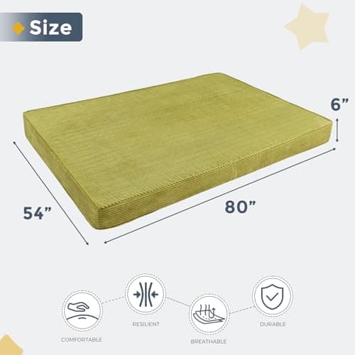 MAXYOYO 6" Full Size Memory Foam Futon Mattress, Green Reversible Sofa Bed