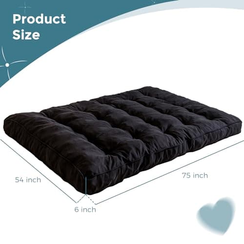 YOSHOOT 6 Inch Thick Full Size Futon Mattress, Shredded Foam, Medium Firm, Black(54"x75")