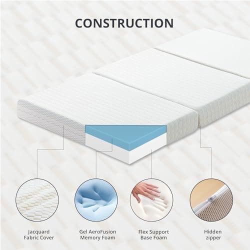 CH CHARME HOUSE 4 Inch Trifold Mattress Topper, CertiPUR-US Certified, Single Size