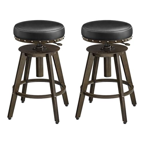 Songmics Steampunk Counter Stools, Set of 2, Adjustable Height, Caramel Brown