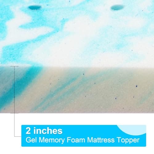 Memory Foam Mattress Topper Twin 2 inch,Cooling Gel,Medium-Firm,USA Made