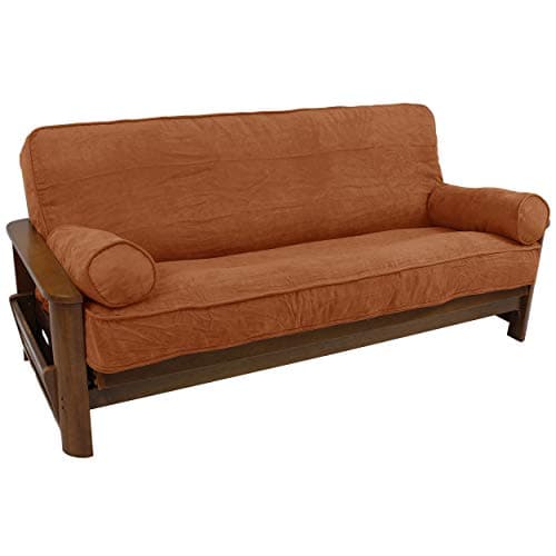 Steel Grey Solid Microsuede Futon Cover Set with Bolsters (Full, 3pcs)