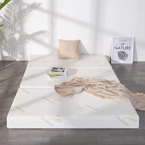 Inofia Queen 6 Trifold Memory Foam Mattress with Removable Cover - Portable & Foldable Bed (78 x 58)