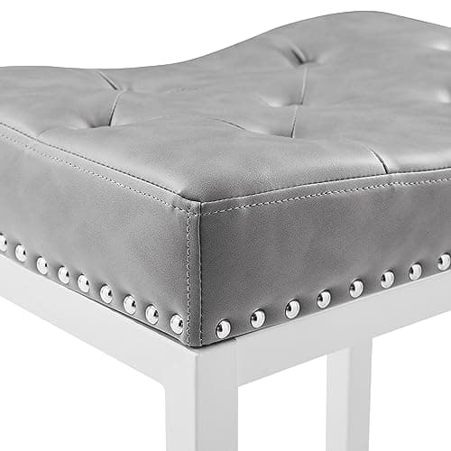 LUE BONA Light Gray 24" Backless Bar Stools for Kitchen Counter