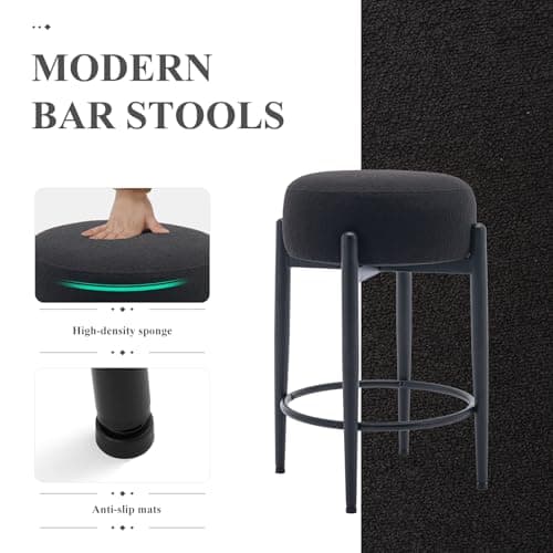 COLAMY Modern 24" Counter Height Backless Bar Stool Set of 4, Black