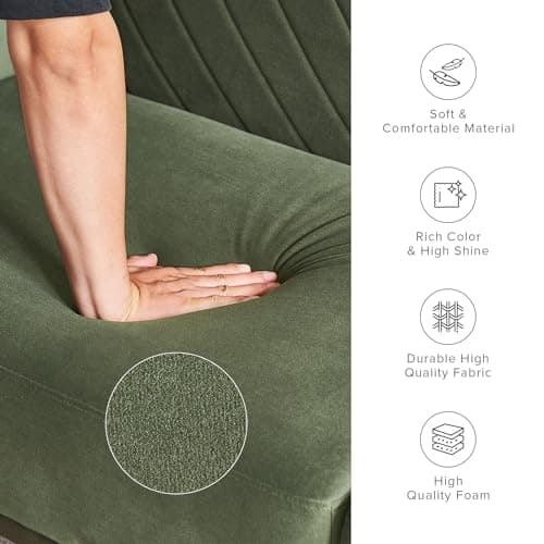 Mopio Olive Green Premium Velvet Futon Sofa Bed